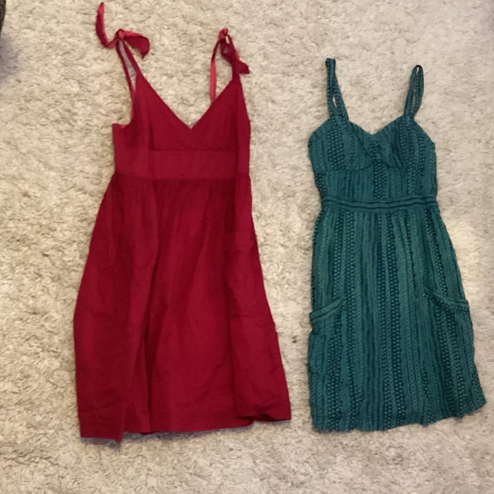 American Eagle Outfitters Teal Patterned Dress